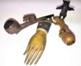 CARVED BEAR ITEMS & CARVED WOODEN HAND