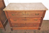 MABLE TOP VICTORIAN 3-DRAWER CHEST