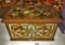 ANTIQUE FOLK ART MARQUETRY BOX with DRAWERS & KEY