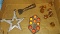 NICE LOT OF ANTIQUE FEDERAL 95 REFLECTOR, BAKELITE KNOBS, STAR ACCENT, GRAINING TOOL