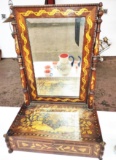 1800's DRESSING MIRROR & BOX with BEAUTIFUL MARQUETRY - PICK UP ONLY