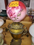 ANTIQUE ELECTRIFIED OIL LAMP - PICK UP ONLY