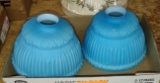 PAIR OF BLUE DRAPED GLASS SHADES - PICK UP ONLY