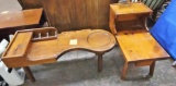COBBLER BENCH STYLE TABLE & SIDE TABLE (Leg needs repaired) - PICK UP ONLY