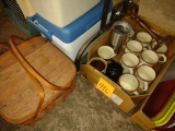 PICNIC BASKET & COFFEE MUGS - PICK UP ONLY