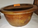 1800's J. MILLER 1 1/2 GALLON GLAZED STONEWARE BOWL (wonderful condition)