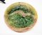 MAJOLICA PEDESTAL PLATE (NICE CONDITION BUT STAINED)