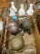 3 ANTIQUE ANGLE LAMP PARTS, GLOBES & SHADES - PICK UP ONLY