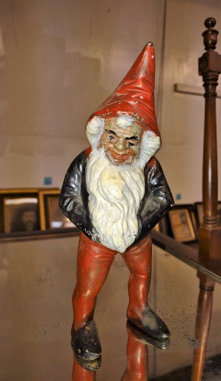 PAINTED SPELTER STANDING GNOME