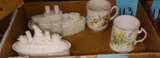 ANTIQUE MILK GLASS CANDY DISHES 