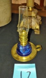 MINIATURE BLUE & BRASS FINGER LAMP