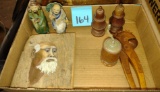 WOODEN ITEMS, NUT CRACKER & MUD MEN