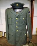 VINTAGE  ARMY UNIFORM (JACKET, SLACKS, HAT, GARRISON CAPS)