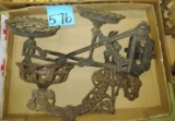 ANTIQUE CAST IRON OIL LAMP BRACKETS