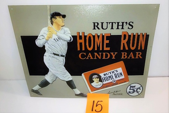 REPRODUCTION BABE RUTH HOME RUN CANDY BAR SIGN