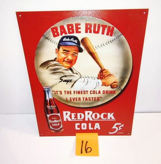 REPRODUCTION BABE RUTH RED ROCK COLA SIGN