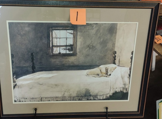 FRAMED PRINT WITH SLEEPING LAB - PICK UP ONLY