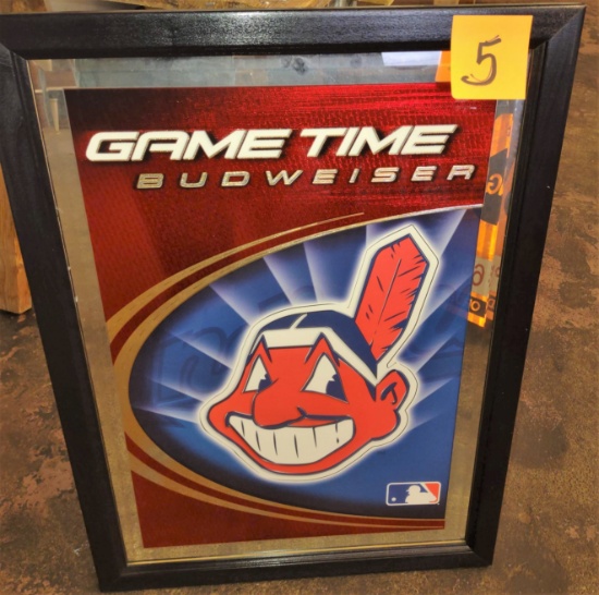30" BUDWEISER CLEVELAND INDIANS ADVERTISING MIRROR - PICK UP ONLY