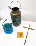 DECORATIVE LANTERNS AND BRASS CROSS -PICK UP ONLY