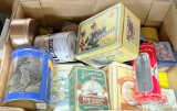 LARGE BOX OF CONTEMPORARY TINS - PICK UP ONLY