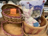 DECORATIVE BASKETS AND CAT PILLOWS - PICK UP ONLY