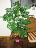 WOODEN STAND AND FAUX PLANT - PICK UP ONLY