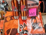 CLEVELAND BROWNS TOWELS, HANDKERCHIEF, TRAVEL INSULATED CONTAINERS