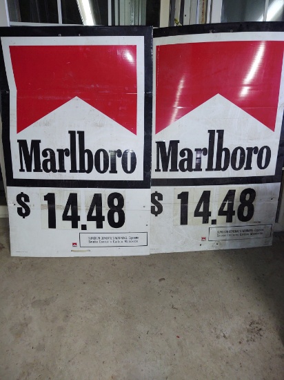 2 MARLBORO CORRUGATED PLASTIC ADVERTISING SIGNS - PICK UP ONLY