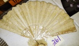 ANTIQUE LADIES LACE AND MOTHER OF PEARL FAN