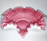 LARGE RUFFLED ART GLASS BOWL - PICK UP ONLY