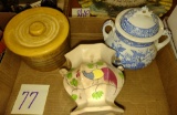 EARLY POTTERY, SPATTERWARE (NO LID), ETC. - PICK UP ONLY