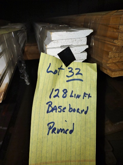 128 LINEAR FEET OF PRIMED BASEBOARD - PICK UP ONLY
