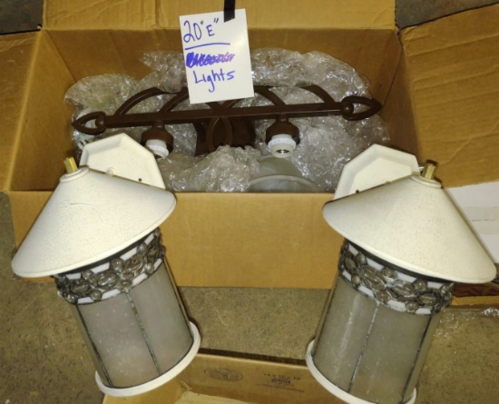 LIGHT FIXTURES with PAIR OF LEADED EXTERIOR LIGHTS - PICK UP ONLY