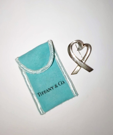 SIGNED TIFFANY & CO. STERLING PALOMA PICASSO LOVING HEART BROOCH