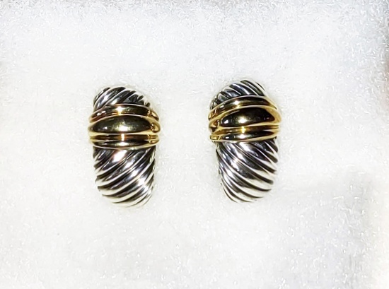 DAVID YURMAN 14K GOLD & STERLING EARRINGS