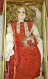 PORCELAIN HEAD DOLL IN BOX - PICK UP ONLY