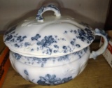 ANTIQUE BLUE & WHITE CHAMBER POT - PICK UP ONLY