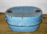 REED BLUE & WHITE SPECKLED GRANITEWARE OVEN ROASTER - PICK UP ONLY