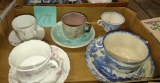 CUPS & SAUCERS with MAJOLICA - PICK UP ONLY