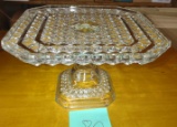 BEAUTIFUL PATTERN GLASS PEDISTAL CAKE PLATE (NICE CONDITION) - PICK UP ONLY