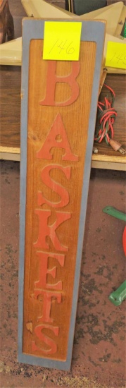 LARGE WOODEN DECORATIVE BASKET SIGN -  PICK UP ONLY