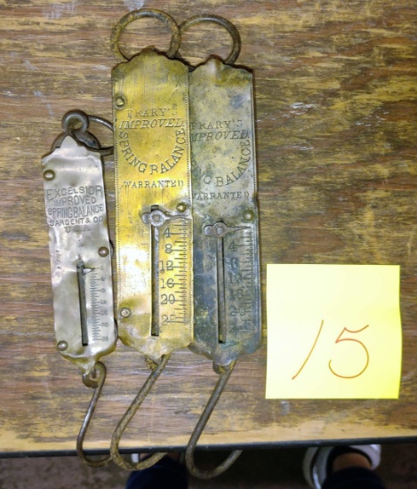 1800's FRARY'S & EXCELSIOR BRASS SPRING BALANCE SCALES