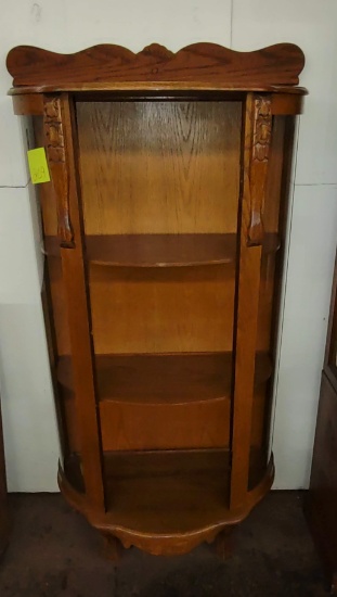 CURVED GLASS CURIO CABINET (NO DOOR) - PICK UP ONLY