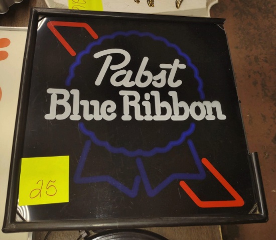 PABST BLUE RIBBON PLASTIC ADVERTISING LIGHT (Works - Trim missing on right side) -  PICK UP ONLY