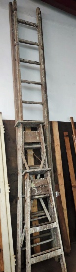 GROUP OF WOODEN LADDERS - PICK UP ONLY