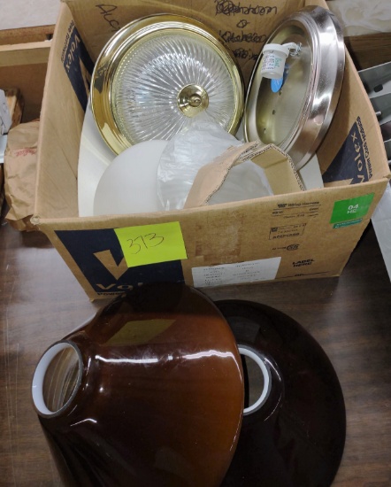 LIGHT FIXTURES & SHADES (Brown glass shades have some flea bites around edges) - PICK UP ONLY