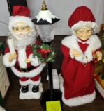 BATTERY OPERATED SANTA & MRS. CLAUS with LIGHT POST -  PICK UP ONLY