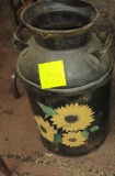 VINTAGE PAINTED MILK CAN (NO LID) -  PICK UP ONLY