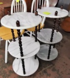 PAIR OF MARBLE TIERED STANDS -  PICK UP ONLY