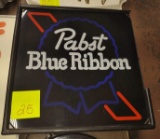 PABST BLUE RIBBON PLASTIC ADVERTISING LIGHT (Works - Trim missing on right side) -  PICK UP ONLY